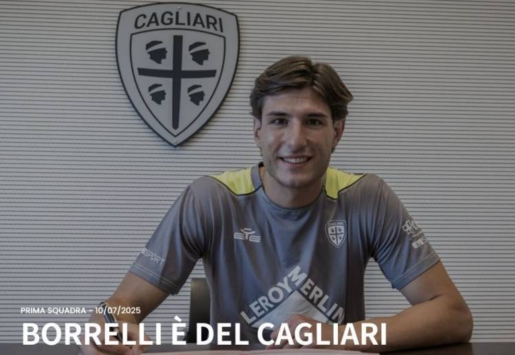 官方：卡利亚里宣布免签布雷西亚中锋博雷利，签署4+1合同