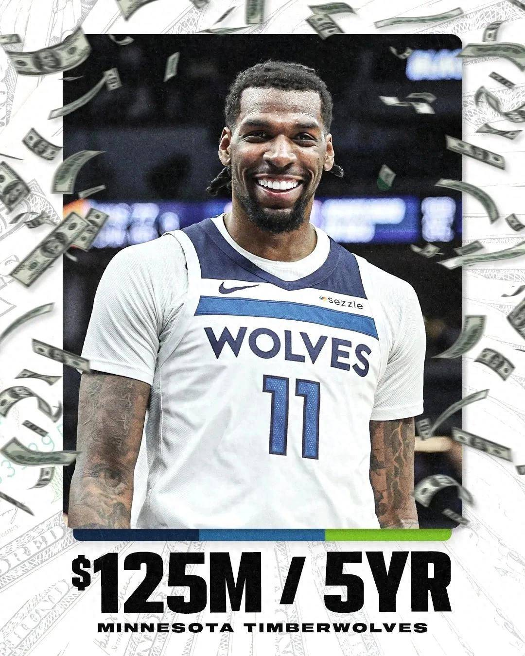 里德续约森林狼, 5年1.25亿美元, 留守明尼苏达